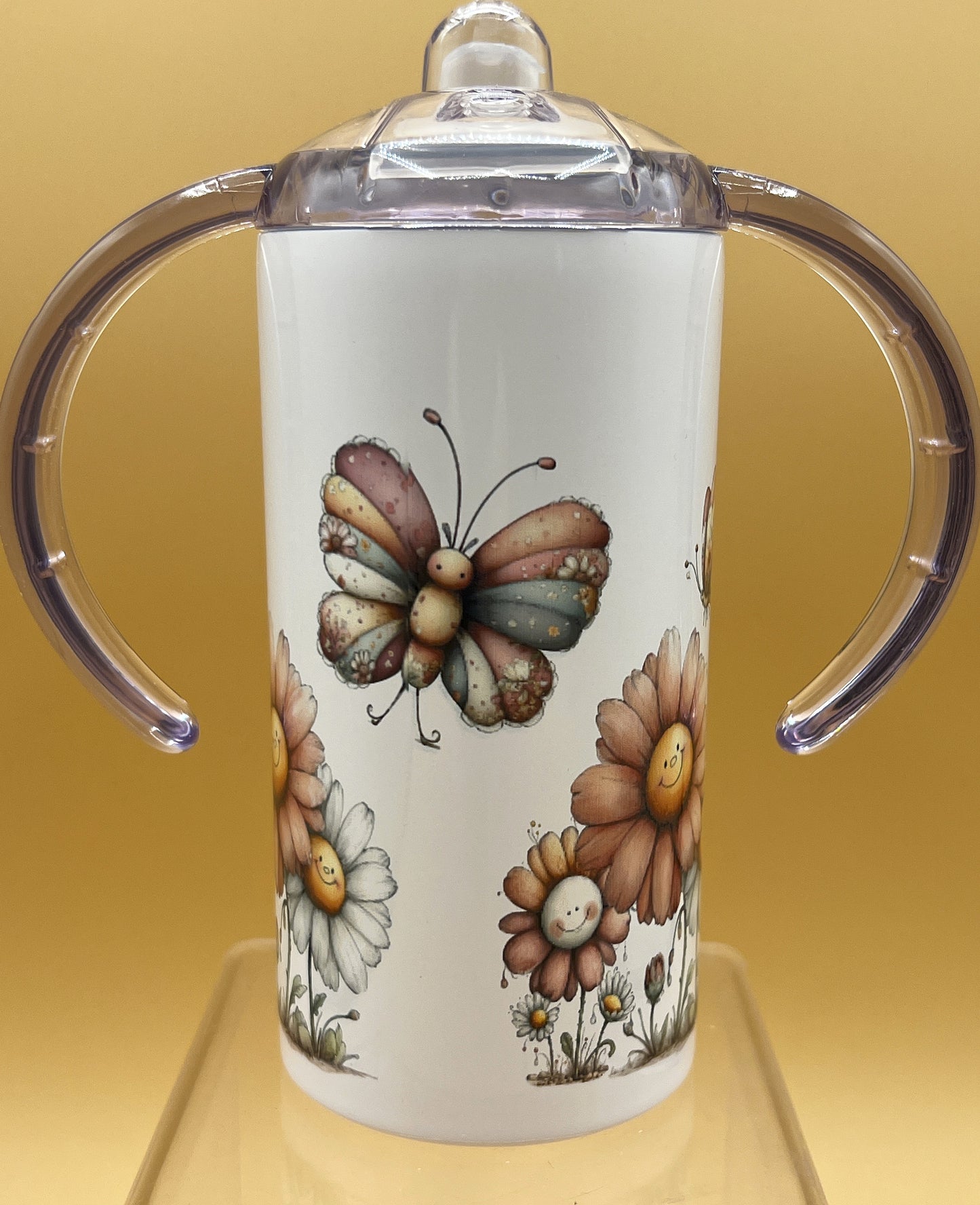 Whimsical Daisy an Butterfly Sippy Cup