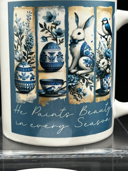 Blue and White Spring Mug